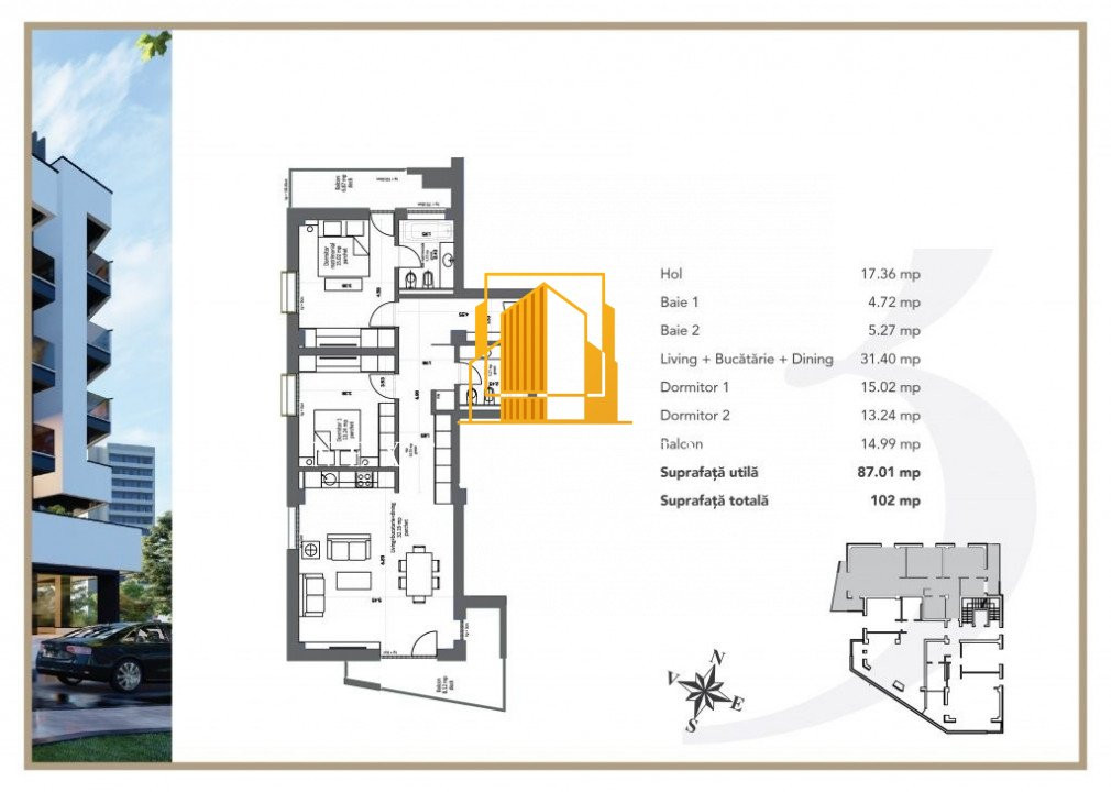 APARTAMENT LUX, 87 mp, CENTRUL CIVIC, BRAȘOV – COMISION 0%