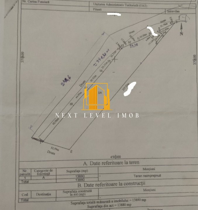 Teren intravilan – 13.880 mp – Pitești, Prelungirea Craiovei