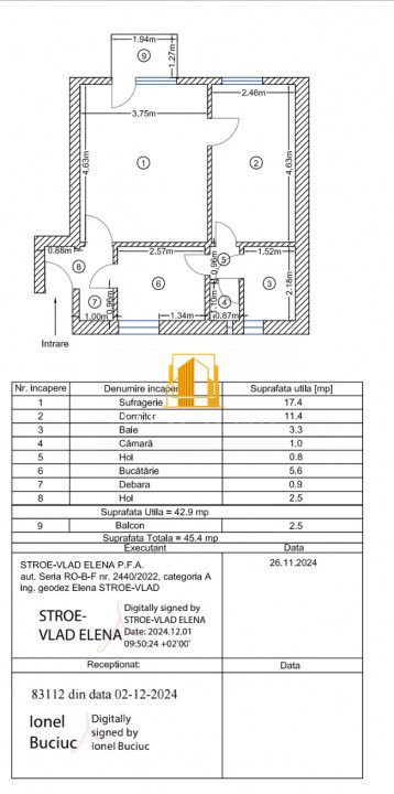 Apartament 2 camere Războieni etaj 2