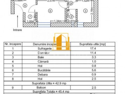Apartament 2 camere,  etaj 2, Strada Burebista