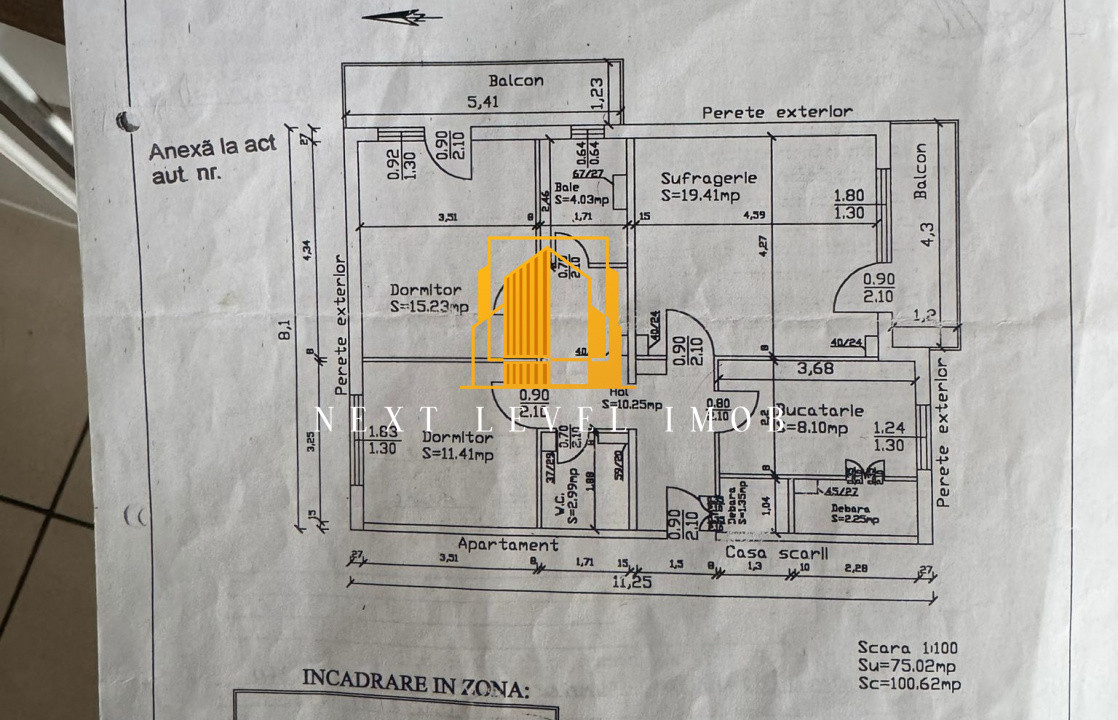 Apartament 3 camere, decomandat – zona Rolast (DNA Găvana)
