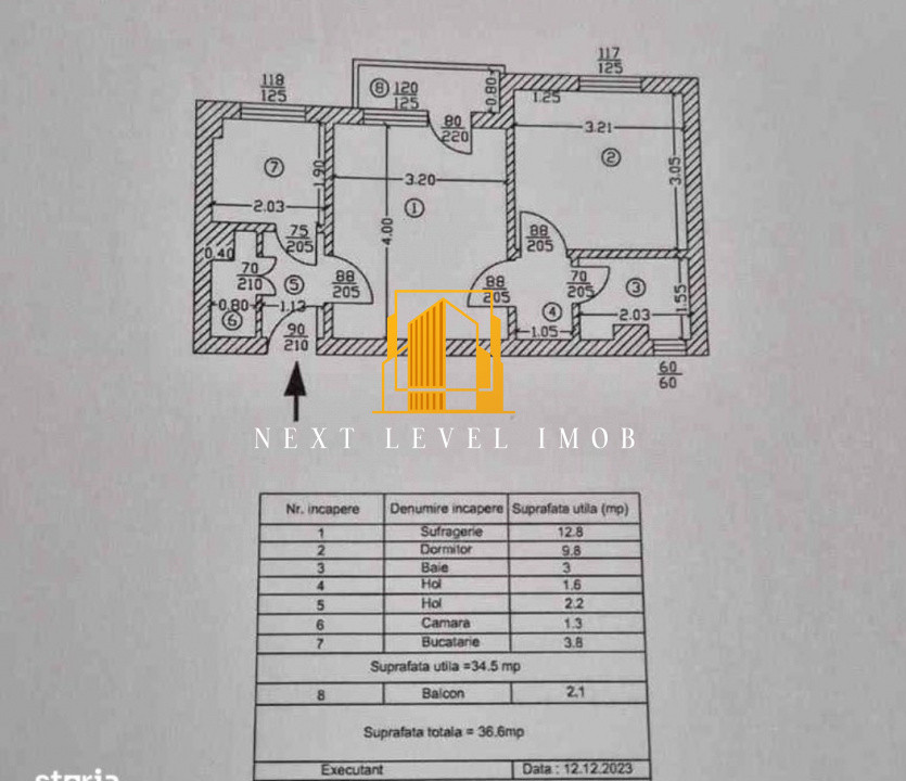 Vânzare apartament 2 camere –Trivale etaj 1