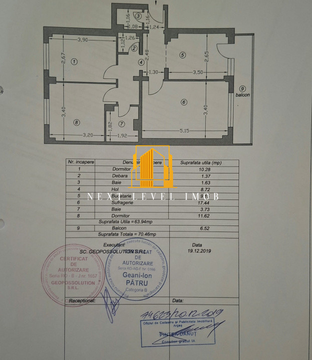 Apartament spațios cu 3 camere 