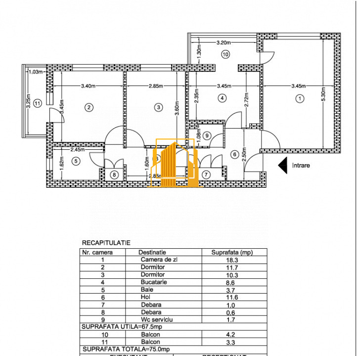 Apartament 3 camere decomandat, 2 balcoane, Exercițiu – Pitești