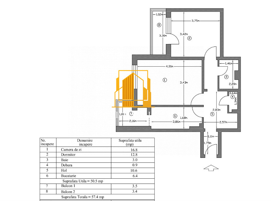 Apartament 2 camere decomandat Gavana